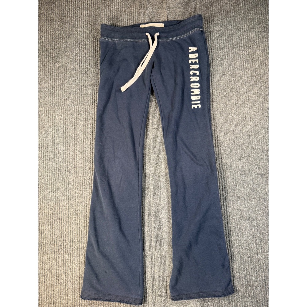 Abercrombie Kids Navy Blue Flare Sweatpants Logo Joggers Fleece Size M Medium